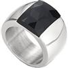 PAMTIER Anello con Gemma Multicolore Largo 10mm per Donne Anello a Fascia in Acciaio Inossidabile con Pietra Esagerata