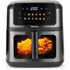 Ariete 4642 Air Fryer e Grill 10L Digital, 2100W, Doppia resistenza superiore e inferiore, Capacità XXXL 10L, 14 programmi di cottura, Pannello touch, Avvio ritardato, Timer, Finestra trasparente, fino a 200°C, Black