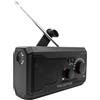 TELESTAR TOP NR 1 - Radio d'emergenza con batteria da 2000 mAh, FM - Nero | Radio compatta a manovella, pannello solare, funzione power bank, torcia, funzione SOS, fino a 10 ore di riproduzione