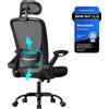 SONGMICS Sedia Da Ufficio Ergonomica Girevole Con Supporto Lombare In Rete Funzione Dondolo Seduta Da 53 Cm Pavimento Pieghevole