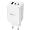 Zanae Zanaé, caricabatterie USB-C da 65W con 2 porte USB-C e 1 porta USB-A da 30W, colore bianco