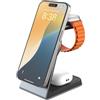 FIXED Caricabatterie a induzione con Qi 2.2 da 25 W per MagSafe, 33,5 W, MagPowerstation Alu 3 fissa, cavo USB-C incluso, argento