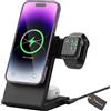 REAGLE Stazione di ricarica 3-in-1 Reagle Qi2, 25W, caricabatterie magnetico pieghevole, compatibile con iPhone 17-12, Apple Watch, AirPods e Samsung Galaxy, colore nero