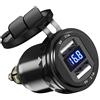 Dripio Caricabatterie USB da montaggio DIN, con doppia porta QC 3.0, 2 porte USB, voltmetro, compatibile con batterie da 12V/24V