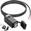 Dripio Caricabatterie USB per moto, 3.1A, doppio USB, impermeabile, con interruttore, cavo da 1,2 metri