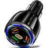 Dripio Caricabatterie da auto 90W USB-C QC3.0/PD30W, 3 porte, nero
