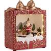 BIZZOTTO Decorazione Natalizia Pacco Regalo Holly Babbo Natale con LED e Movimento