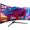 Gawfolk Monitor Gaming Curvo 34 Ultrawide UWQHD 3440xHz AMD FreeSync