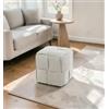 BellaHome Pouf intrecciato bellahome velluto a coste beige 44x44x40 cm