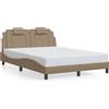 vidaXL Giroletto con testiera cappuccino-marrone 140x190 cm in ecopelle