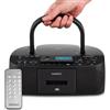 MEDION® MEDION DRX-1 Plus boombox (radio FM DAB+ portatile, Bluetooth, lettore CD, MP3, cassetta, jack per cuffie, sistema audio stereo, AUX, rete e batteria) nero