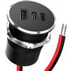 Dripio Caricabatterie USB da 12V, alluminio, con 3 porte e 62W di potenza, ideale per camper, imbarcazioni e automobili