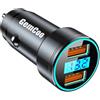 Dripio Caricabatterie USB-C da 45W, doppio con tecnologia QC 3.0, display LED, accendisigari, colore blu
