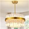 KUNYEEE Lampadari in cristallo dorato Lampada da soffitto in cristallo Lampadari rotondi Lampada a sospensione per soggiorno, cucina, isola, tavolo da pranzo, corridoio, G9 x 8 luci 40 cm
