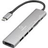 Renkforce Prodotto di seconda scelta: docking station Renkforce USB-C con hub e lettore di schede universale, grigio, HDMI, per laptop