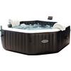 Intex 28462EX - PureSpa Vasca Idromassaggio Gonfiabile Jet&Bubble Deluxe Ottagonale, 6 posti, 140 Getti, Riscaldatore, Nero, 218x71 cm