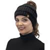 Vivisence Invernale Cappello con Buco per La Coda di Cavallo Stile Classico con Elastico per Perfetta Tenuta Realizzato in Filato Caldo di Acrilico Ideale per Le Giornate Fredde