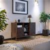 DEGHI Madia 120x77h cm noce effetto parquet con 2 ante e struttura in metallo oro bronzato - Mufasa