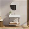 DEGHI Mobile bagno a terra 90 cm acciaio inox satinato e rovere con top lavabo - Axis