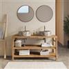 DEGHI Mobile bagno a terra 140 cm con doppio ripiano in legno di acacia - Palmas