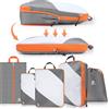 AiQInu Organizer Valigia 5 Pezzi Set, Compressione Packing Cube Salvaspazio Espandibile Ultraleggero Viaggio Organizer per i Vestiti,Scarpe,Intimo Set da Viaggio per Zaini o Bagagli a Mano