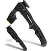 HX OUTDOORS Ascia Tattica Pieghevole da Sopravvivenza, Lama in Acciaio DC53 con Titanio Nero, Ascia da Campeggio con Martello e Apribottiglie, Accetta Pieghevole con Impugnatura G10