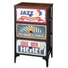 AKTIVE Max Home Comò multiuso per la camera da letto, grafica retrò e vintage, 8 cassetti in tessuto leggero, 103x30x77 cm, Struttura in acciaio, Piano in legno