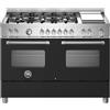 Bertazzoni Master MAS126G2ENET - Fornello a doppia alimentazione con piano cottura a gas, serie Deluxe, colore: Nero opaco