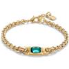 Uno de 50 Bracciale Catena Donna Cristallo Verde, Placcato Oro 18k, Spagna | Bracciale a catena placcato oro 18k con cristallo verde sfaccettato per donna. Design artigianale realizzato in Spagna.