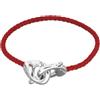 Uno de 50 Bracciale Donna Cuoio Rosso con Moschettone Argento, Prodotto Spagna