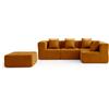 MILY SOFA MILYSOFA SOFABULOUS: divano ad angolo modulare a 4 posti con chaise longue, raffinato tessuto a riccioli, color cannella