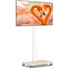 Merkloos Supporto TV mobile, per schermi da 32 a 65 pollici, in legno, bianco, con altezza regolabile e inclinabile, ideale per il soggiorno