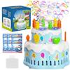 BUBOJOY Macchina Bolle per Bambini, Macchina Bolla Torta Automatica 10000+ Bolle con Musica/Luci/Soluzione(1Flacon+6Ricaricabile), 13-Bubble Bubble Machine per Compleanno Feste All'aperto,Blu
