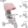 Tulano Noah 35 - Triciclo Evolutivo 4 in 1 con Maniglione | Triciclo bambini 1 anno 4 in 1 con seduta reversibile, cinture a 5 punti, capottina impermeabile e ruote EVA - Rosa