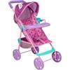 HTI Gabby's Dollhouse Passeggino per bambole rosa e viola | Con vassoio da gioco rimovibile | Passeggino pieghevole per giochi di ruolo | Passeggino per bambole per bambini dai 3 anni in su.