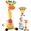 Kouamor Giocattolo Giraffa Danzante da 35 cm, Giocattoli Educativi di Giraffe che Ballano e Cantano e Parlano e Registrano e Ripetono, Giocattoli Interattivi di Animali di Peluche Giraffe, Giocattolo Giraffa