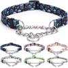 haoyueer Collare per Cani Martingale - Catena in Acciaio Inox, Collare Anti-Trazione con Design a Fiore per Cani di Taglia Grande, Media e Piccola (M, Teschi)