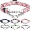 haoyueer Collare per Cani Martingale - Catena in Acciaio Inox, Collare di Addestramento Anti-Trazione con Design a Fiore per Cani di Taglia Grande, Media e Piccola (M, Peonia)