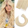 Silk-co Extension Adesive Capelli Veri Biadesivo 20 Fasce Biadesive 60cm 30g Tape Ins Invisibili Biondo Sbiancante