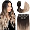 Sindra Clip Dei Capelli Umani In Estensioni Da Castano Più Scuro a Biondo Sporco 100g 35cm 6pcs Estensioni Dei Capelli Lisci Dei Capelli Umani Naturali (clip#2/6/18-14)
