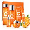 EHIOG Kit Skincare Viso Vitamina C 6 Pezzi,Set di bellezza idratante | Detergente,tonico,siero,crema viso,lozione,contorno occhi-Cura Completa,Pelle Luminosa,Un regalo premuroso