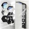 Hebitod Pannello doccia con display LCD della temperatura, 6 funzioni d'acqua, 304 in acciaio inox titanio nero, sistema doccia a cascata, doccia a pioggia, doccia massaggiante, doccetta a mano