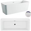 Aqua Uno AQUAUNO - Vasca da bagno autoportante per montaggio a parete, 170 x 80 cm, in acrilico sanitario di alta qualità, con scarico a scatto, troppopieno e scarico cromato