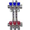 AQUA HEATING Set Collettore Acqua Riscaldamento PEX 1" x 16 mm Distributore D'Acqua In Ottone Nichelato Con Mini Valvole Integrate Fascio Distributore Blu 3 Circuiti Rosso 3 Circuiti H2541B3R3