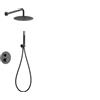 MICE COLLECTION IMEX - Set doccia termostatica da incasso a parete, kit termostatico doccia da incasso a 2 vie - Rubinetteria bagno SERIE LINE Black Gun Metal Colore Grigio Scuro Satinato- GTD038/BGM