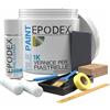 EPODEX 1K Vernice per piastrelle con accessori - Grigio ferro - Pastel | Vernice per piastrelle con accessori per cucina, bagno, smalto satinato per piastrelle da pareti interne - 1kg (8m² per mano)