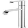 FORIOUS Rubinetto Lavabo, Miscelatore Bagno a Cascata | Altezza Bocca 98 mm, Acciaio Inox, Monocomando Cromo, Risparmio d'Acqua ed Energia，Design Moderno