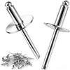 mawmuaw 50 Pezzi Rivetti Ciechi 4,8x12 mm Rivetto Testa Larga Acciaio | Rivetti Flangia Grande, Acciaio Inossidabile, Testa Bombata Larga, per Metallo, Mobili, Legno, Carrozzeria e Industria