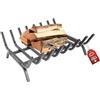 MOHOME Brucialegna per Camino in Ferro Battuto Nero Made in Italy 8 Barre Griglia 40x35x16 cm Braciere per Camino Poggia Legna Piedi Rialzati Portalegna per Caminetti Accessori Attrezzi Camino
