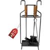 MOHOME Set Camino Attrezzi Kit 5 Utensili 65x17x30 cm Made in Italy Resistenti al Calore Scopino Attizzatoio Paletta Pinza Portattrezzi Accessori Caminetto Stufa a Legna con Manici in Legno Ergonomico